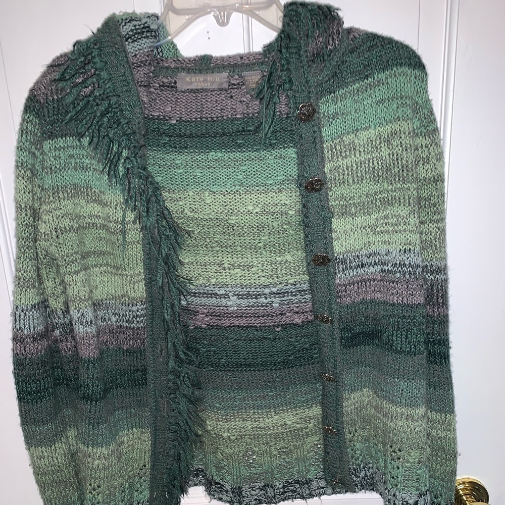 Multicolored Hooded Button Cardigan